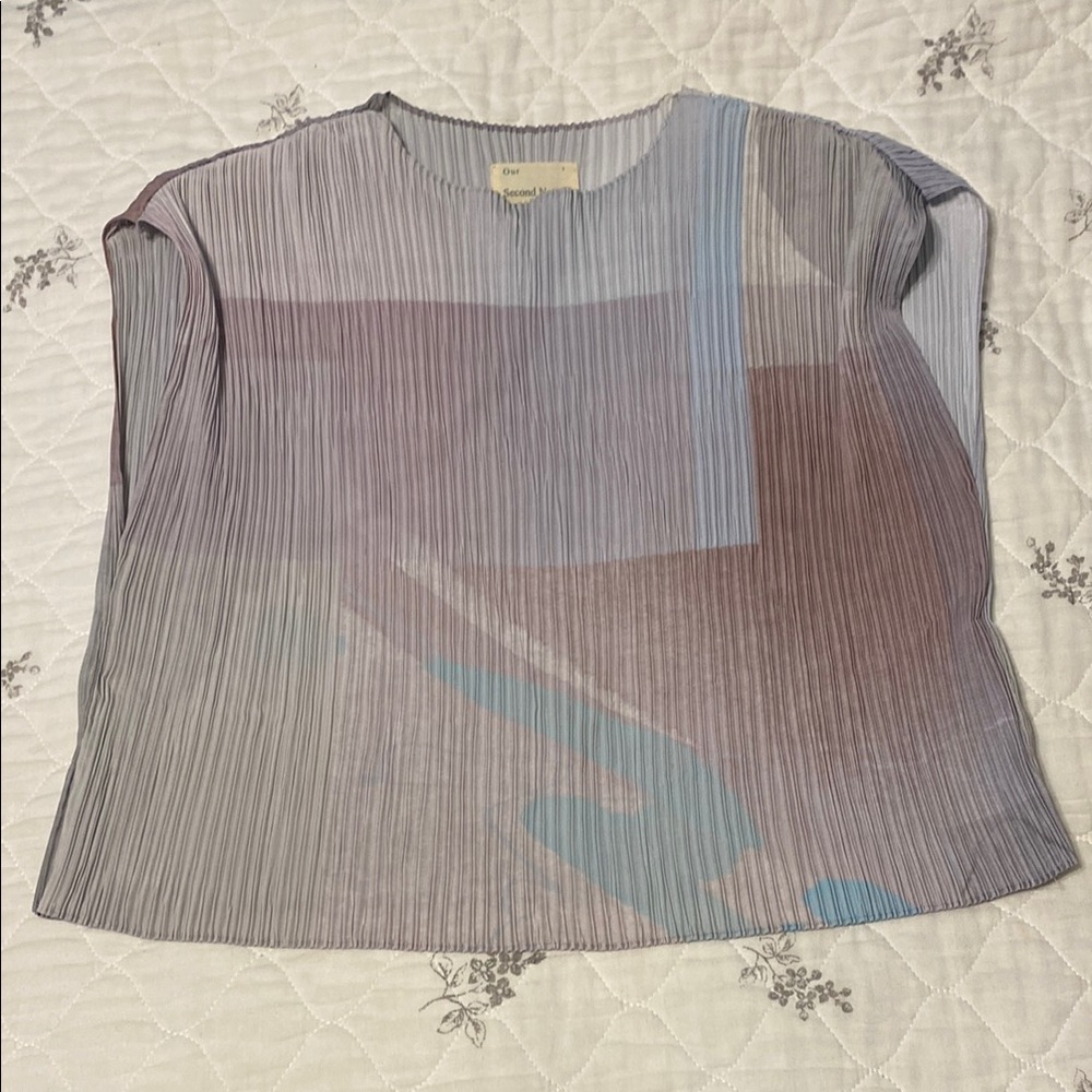 Elegant Striped Women's Blouse in Purple and Blue